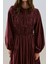 Büzgülü Uzun Kol Elbise Bordo 2
