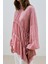 Büzgü Bağlamalı Dokulu Tunik Pembe 6