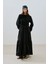 Büzgülü Uzun Kol Elbise Siyah 1