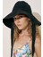 Kordon Detaylı Geniş Şapka Siyah 1