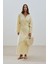 Dokulu Kruvaze Kapamalı Elbise Sarı 1