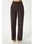 Kadın Glen Tok Dokulu Filetolu Kancalı Kahverengi Palazzo Pantolon 2001 2