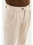 Pileli Bej Super Slim Fit Erkek Pantolon 2