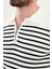 Çizgili Ekru Slim Fit Fermuarlı Polo Yaka Erkek Triko T-Shirt 2