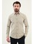 Desenli Bej Slim Fit Pamuk Erkek Gömlek 1