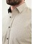 Desenli Bej Slim Fit Pamuk Erkek Gömlek 2