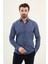 Çizgili Açık Lacivert Slim Fit Pamuk Erkek Gömlek 1
