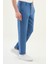 Düz Indigo Slim Fit %100 Keten Erkek Pantolon 3