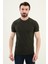 Desenli Haki Slim Fit Bisiklet Yaka Erkek T-Shirt 1