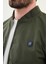 Düz Haki Slim Fit Hakim Yaka Erkek Mont 2