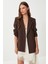 Vatkalı Poliviskon Blazer Ceket LGP0018 Kahverengi 3