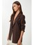 Vatkalı Poliviskon Blazer Ceket LGP0018 Kahverengi 4