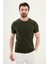 Desenli Haki Slim Fit Bisiklet Yaka Erkek T-Shirt 1