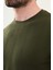 Desenli Haki Slim Fit Bisiklet Yaka Erkek T-Shirt 2