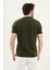 Desenli Haki Slim Fit Bisiklet Yaka Erkek T-Shirt 3