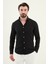 Gofreli Siyah Slim Fit Pamuk Erkek Gömlek 1