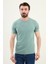 Düz Yeşil Slim Fit Bisiklet Yaka Basic Erkek T-Shirt 1