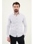 Desenli Beyaz Slim Fit Pamuk Erkek Gömlek 1