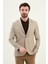 Desenli Bej Slim Fit Torba Cep Mono Yaka Keten Erkek Ceket 3