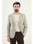 Kırçıllı Haki Slim Fit Mono Yaka Keten Erkek Ceket 1