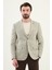 Kırçıllı Haki Slim Fit Mono Yaka Keten Erkek Ceket 4