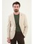Kırçıllı Bej Slim Fit Mono Yaka Keten Erkek Ceket 1