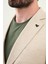 Kırçıllı Bej Slim Fit Mono Yaka Keten Erkek Ceket 2