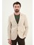Kırçıllı Bej Slim Fit Mono Yaka Keten Erkek Ceket 4