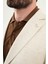 Kırçıllı Ekru Slim Fit Mono Yaka Keten Erkek Ceket 2