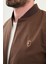 Düz Kahverengi Slim Fit Hakim Yaka Erkek Mont 2