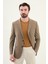 Ekoseli Kahverengi Slim Fit Mono Yaka Erkek Ceket 1