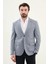 Kırçıllı Lacivert Slim Fit Mono Yaka Keten Erkek Ceket 1