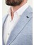 Kırçıllı Mavi Slim Fit Mono Yaka Keten Erkek Ceket 2