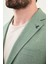 Düz Haki Slim Fit Mono Yaka Keten Erkek Ceket 2