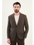 Çizgili Kahverengi Slim Fit Geniş Yaka Erkek Ceket 1
