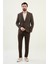 Çizgili Kahverengi Slim Fit Geniş Yaka Erkek Ceket 3