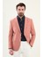 Düz Kiremit Slim Fit Mono Yaka Keten Erkek Ceket 1