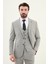 Desenli Gri Slim Fit Mono Yaka Erkek Takım Elbise 1