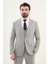 Desenli Gri Slim Fit Mono Yaka Erkek Takım Elbise 4