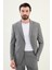 Çizgili Gri Slim Fit Geniş Yaka Erkek Ceket 1