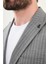 Çizgili Gri Slim Fit Geniş Yaka Erkek Ceket 2