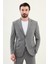 Çizgili Gri Slim Fit Geniş Yaka Erkek Ceket 4