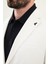 Düz Ekru Slim Fit Mono Yaka Keten Erkek Ceket 2