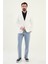 Düz Ekru Slim Fit Mono Yaka Keten Erkek Ceket 3