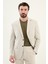 Çizgili Taş Rengi Slim Fit Geniş Yaka Erkek Ceket 1
