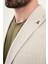 Çizgili Taş Rengi Slim Fit Geniş Yaka Erkek Ceket 2