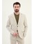 Çizgili Taş Rengi Slim Fit Geniş Yaka Erkek Ceket 4
