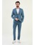 Desenli Indigo Slim Fit Torba Cep Mono Yaka Erkek Takım Elbise 3