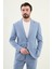 Desenli Mavi Slim Fit Geniş Yaka Erkek Takım Elbise 4