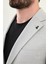 Ekoseli Gri Slim Fit Mono Yaka Erkek Ceket 2